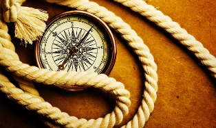 compass and a hemp rope