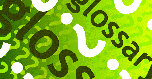 the word Glossary on green background