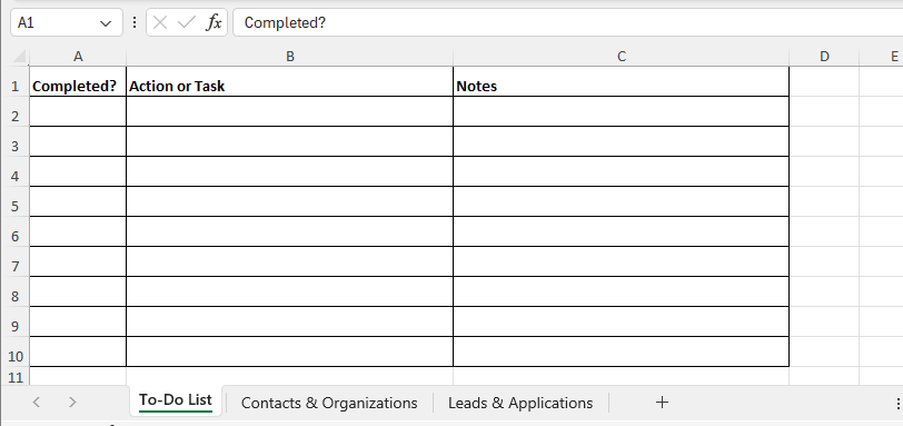 example of search tracking workbook