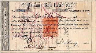 old stock certificate Panama Railway