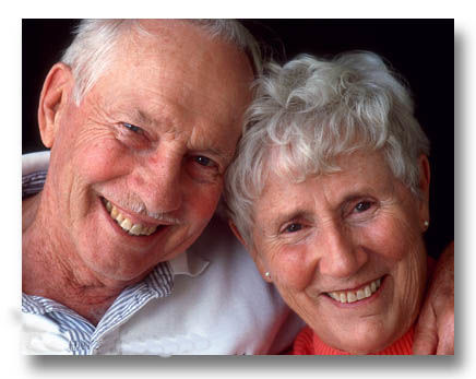 older couple close up of faces smiling
