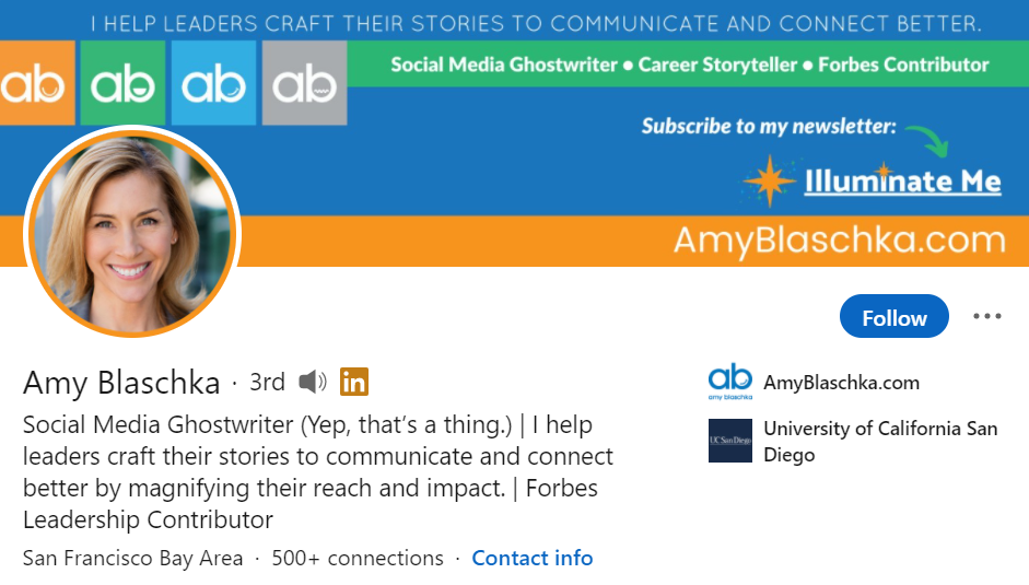 Screenshot of a Linkedin profile