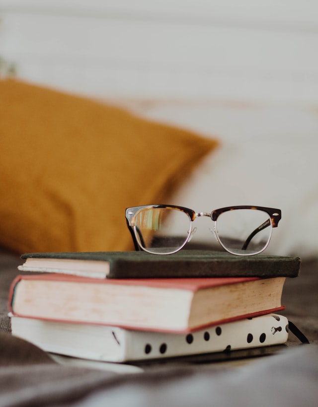 Picture of books and glasses